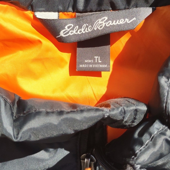 Eddie Bauer Down Puffer Vest Mens Tall Large Black Lightweight Full Zip EB650 - Picture 5 of 13